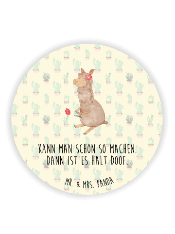 Mr. & Mrs. Panda Kühlschrankmagnet Alpaka Blume mit Spruch in Kaktus Grün