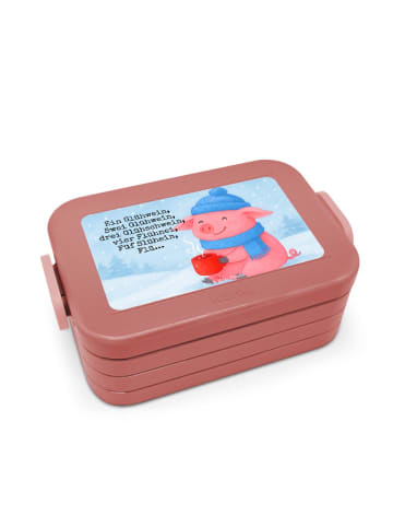 Mr. & Mrs. Panda Bentobox Schweinchen Glühwein Design mit Spruch in Rot Pastell