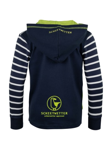 SCHIETWETTER Kinder Kapuzenjacke in navy-weiß/lime