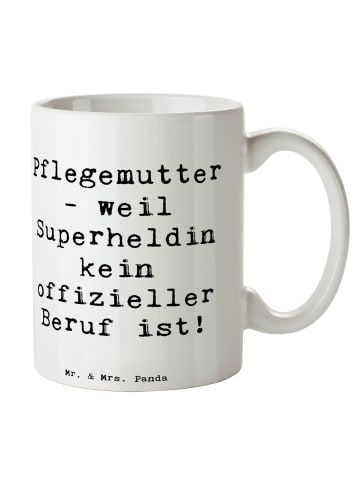 Mr. & Mrs. Panda Tasse Pflegemutter Superheldin mit Spruch in Weiß