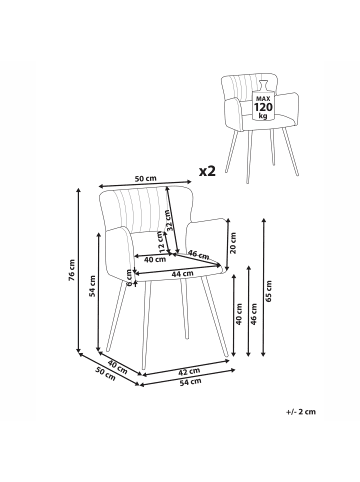 Beliani 2er-Set Esszimmerstuhl SANILAC in Rot/Schwarz