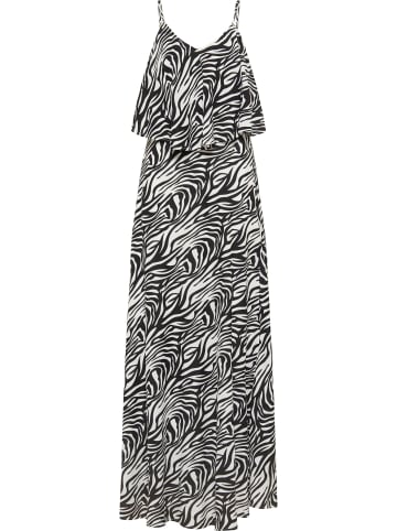 faina Damen Maxikleid Mit Zebra-Print in Schwarz Weiss