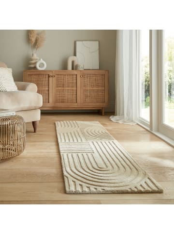 KADIMA DESIGN Handgetufteter Wollteppich in Pastellfarben in Beige