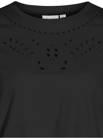 Vila Kurzarm-Top mit Ausschnittmuster in entspannter Passform in Schwarz