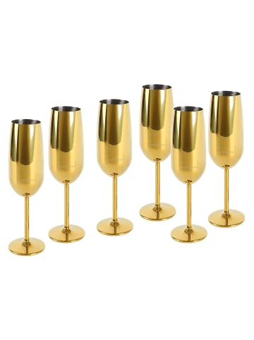 Echtwerk 6 tlg. Set Sekt- und Champagnerkelch 250 ml in Gold