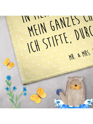Mr. & Mrs. Panda Handtuch Avocado Glücklich mit Spruch in Gelb Pastell