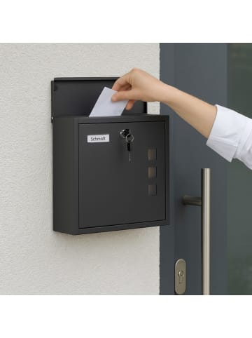 relaxdays Briefkasten in Schwarz - (B)35 x (H)33 x (T)12 cm