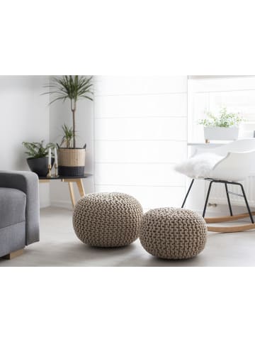 Beliani Pouf CONRAD in Beige - (W) 50 x (H) 35 x (L) 50 cm