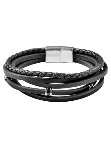 Adeliás Unisex Armband – Lederarmband aus Leder 19 cm in schwarz