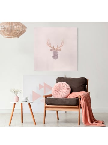 WALLART Leinwandbild - Glitzernder Hirsch in Rosa