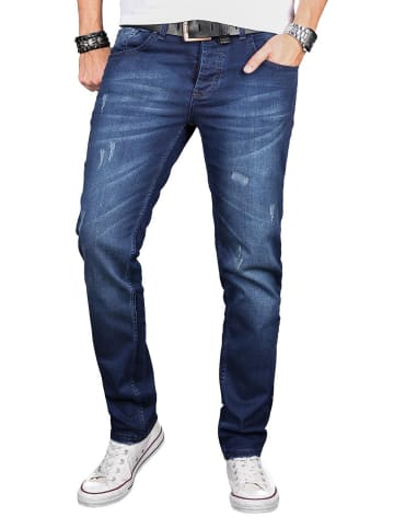 Alessandro Salvarini Jeans Herren Designer Jeans Slim Fit AS051 in Blau