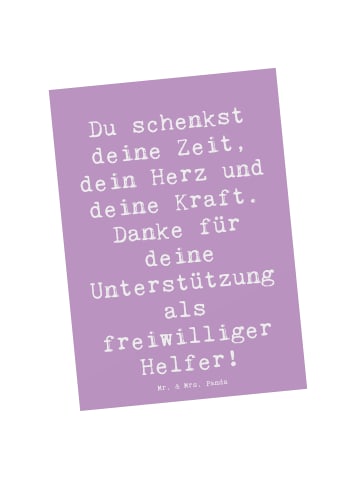 Mr. & Mrs. Panda Postkarte Spruch Freiwilliger Dank mit Spruch in Lavendeltraum