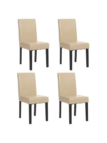 MCW 4x Esszimmerstuhl Littau, Leder, creme dunkle Beine