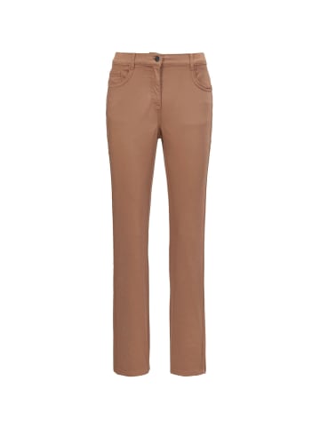 GOLDNER Kurzgröße:  Hose Carla in jeanstypischer Form in milchkaffee