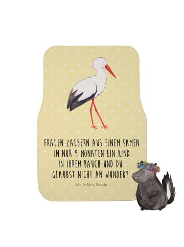 Mr. & Mrs. Panda Automatte Storch mit Spruch in Gelb Pastell