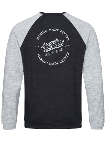 super.natural Merino Sweatshirt M SIGNATURE CONTRAST CREW in schwarz - grau