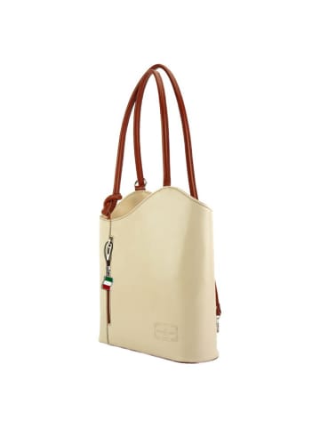 Florence Florence Schultertasche, Rucksack Leder braun, beige ca. 28cm
