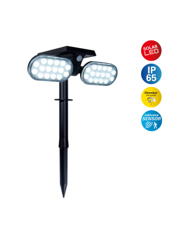 näve LED Solarstrahler "PACO" in schwarz - (L)23,2cm x (B)15,5cm x (H)31,9cm