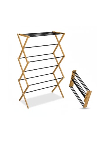 relaxdays Wäscheständer in Natur/ Schwarz - (B)73 x (H)115 x (T)33 cm