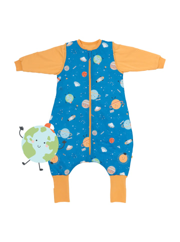 Schlummersack Schlafsack mit Füßen, umklappbaren Bündchen und Ärmeln, 1.0 TOG in Blau-Gelb