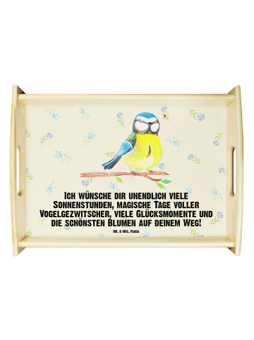 Mr. & Mrs. Panda Frühstückstablett Vogel Blaumeise mit Spruch in Blumig