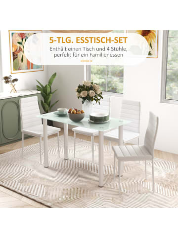 HOMCOM Esszimmergruppe in Weiß 120L x 60B x 97H cm