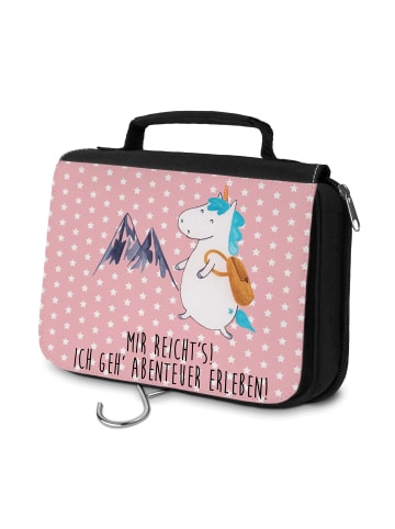 Mr. & Mrs. Panda Kosmetiktasche Einhorn Bergsteiger mit Spruch in Rot Pastell