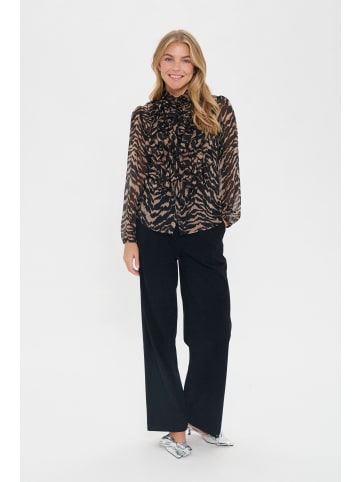 SAINT TROPEZ Bluse langarm LiljaSZ Gerade Passform in Black Shifted Strokes