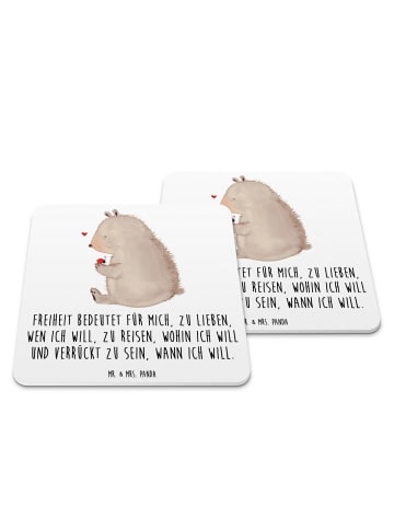 Mr. & Mrs. Panda Tischuntersetzer Bär Marienkäfer mit Spruch in Weiß
