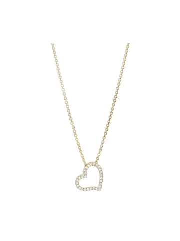 Adeliás Damen Halskette mit Anhänger – Herz aus 925 Silber in gold