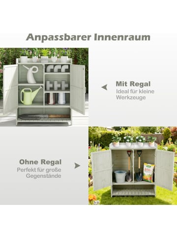 COSTWAY Pflanztisch mit Unterschrank in Grau
