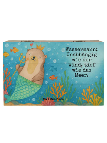 Mr. & Mrs. Panda Holzkiste Wassermann Astrologie Design mit Spruch in Weiß