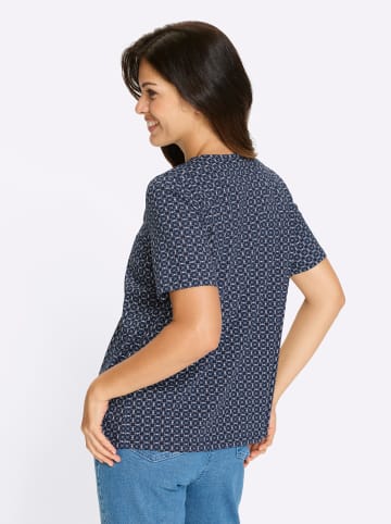 Sieh an! Kurzarmshirt in dunkelblau-weiß-bedruckt