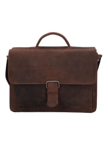 Plevier Retro Newton Aktentasche Leder 41 cm Laptopfach dunkelbraun