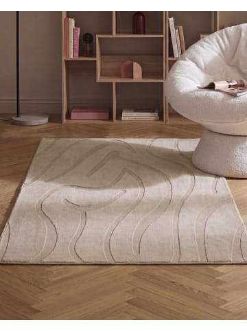Beliani Kurzflor SALVORI in Beige - (W) 160 x (L) 160 cm
