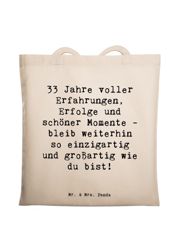 Mr. & Mrs. Panda Strandtasche Spruch 33. Geburtstag mit Spruch in Creme