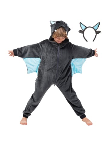 Corimori Onesie Kostüm in Anthrazit/türkis