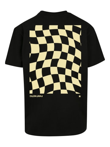 F4NT4STIC Heavy Oversize T-Shirt Wavy Schach Muster in schwarz
