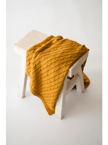 Kaiser Naturfellprodukte Babydecke Strick Cable Knitt mustard