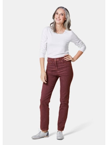 GOLDNER Kurzgröße:  Damen Jeans Slim Fit LOUISA, Stretch in rostbraun