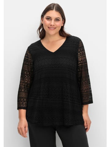sheego Spitzenshirt in schwarz