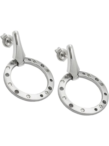 Gallay Ohrstecker Ohrring 30x20mm Zirkonias mattiert rhodiniert Silber 925 in silber