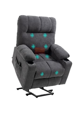 HOMCOM Sessel mit Aufstehhilfe-91L x 95B x 109H cm-Dunkelgrau