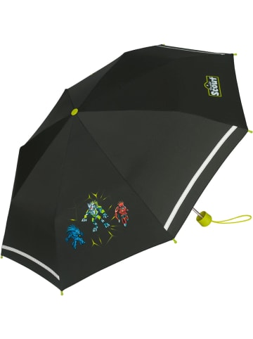 Scout Kinder-Taschenschirm Regenschirm mit reflektierenden Streifen Dark Beast schwarz