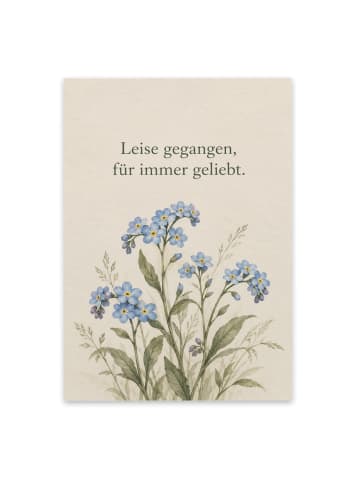 Mr. & Mrs. Panda Trauerspruchkarte Vergissmeinnicht tröstlich De... in Weiß