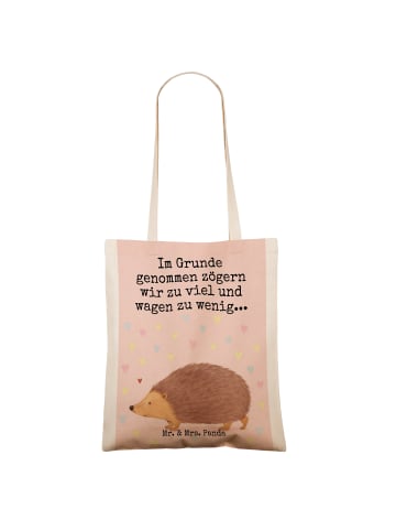 Mr. & Mrs. Panda Tragetasche Igel Herzen Design mit Spruch in Weiß