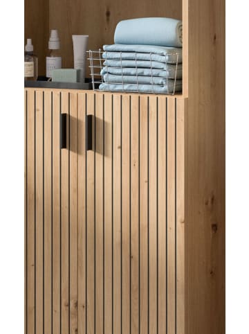 Inn.Furn Hochschrank Eiche Artisan 60 x 192 cm, Badezimmer Schrank mit 8 Fächern