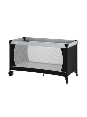 Sämann Reisebett 60x120 cm - fold & go - mit Matratze Basic, schwarz/grau
