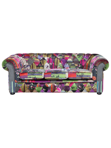 Beliani 3-Sitzer Sofa CHESTERFIELD in Bunt/Lila/Grün - (W) 200 x (H) 71 x (L) 96 cm