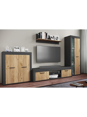VCM  Holz TV Lowboard Möbel Fernsehschrank Usilo XL in Anthrazit / Honig-Eiche